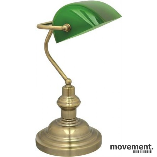 Solgt!Bankier bordlampe med grønn