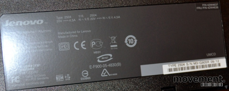 Solgt!Dockingstasjon Lenovo 2504 til - 4 / 4