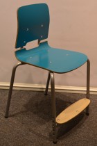 Stablestoler / skolestoler fra EFG, modell Classroom, stol med 4-ben, Turkis med fotplate, pent brukt
