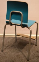 Stablestoler / skolestoler fra EFG, modell Classroom, stol med 4-ben, Turkis med fotplate, pent brukt
