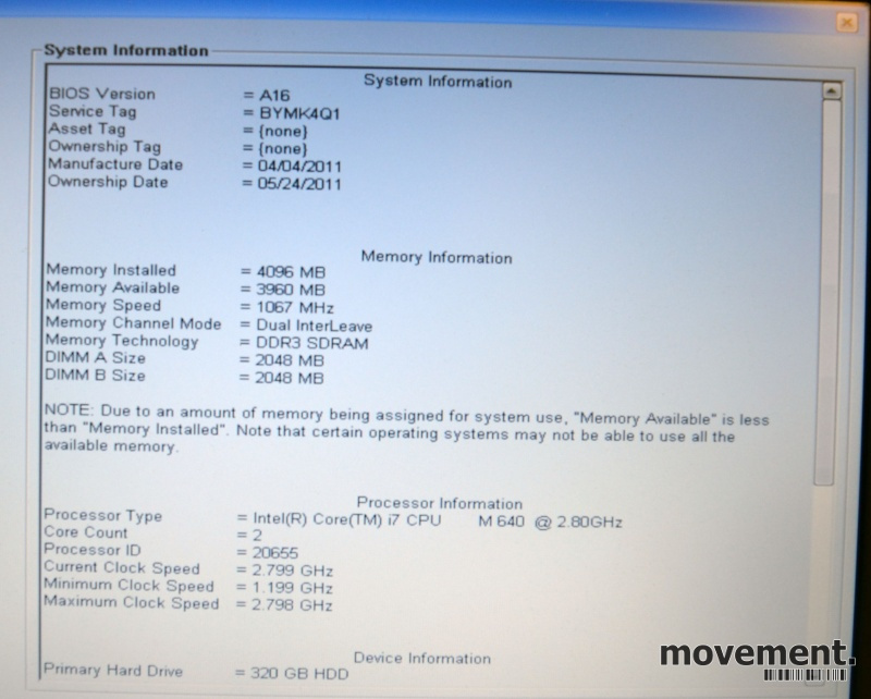 Solgt!Bærbar PC: Dell Latitude E6410, - 4 / 4