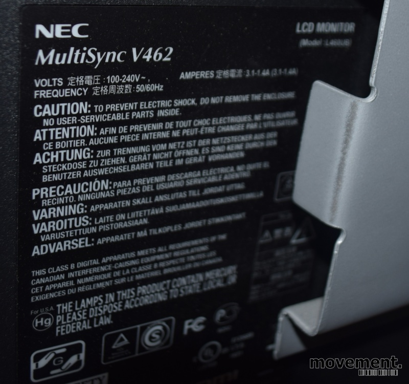 Solgt!NEC Multisync V462/L460UB 46toms - 2 / 2