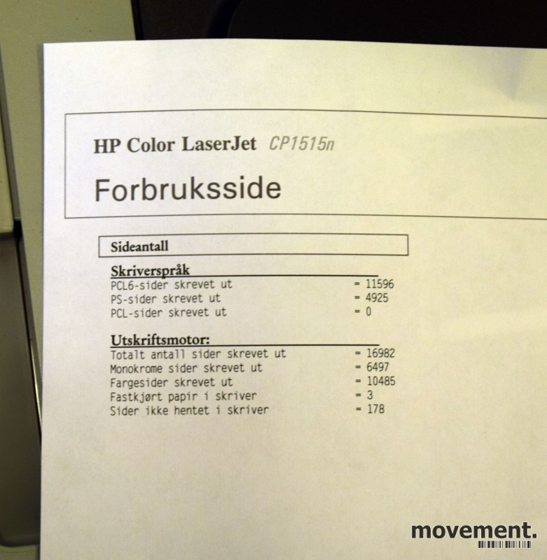 Solgt!HP Color Laserjet CP1515n, kun - 5 / 5