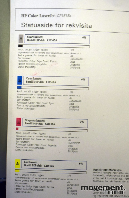 Solgt!HP Color Laserjet CP1515n, kun - 4 / 5