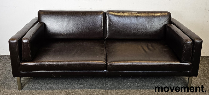 Sofa i brunt skinn, Ikea modell - 2 / 3