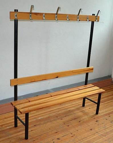 Solgt!Garderobebenk i tre / stål, 150cm - 2 / 2