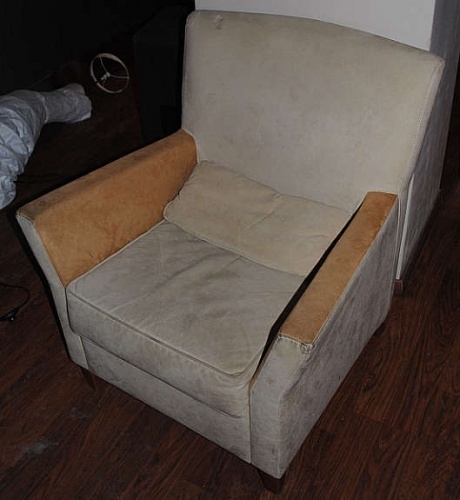 Solgt!Lenestol i beige mikrofiber, pent - 2 / 4