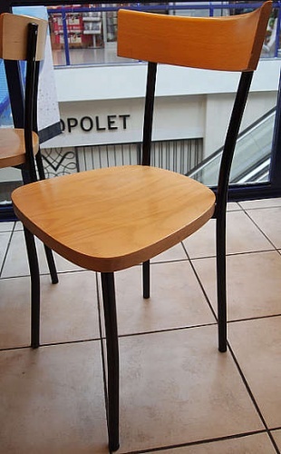 Solgt!Kaféstoler i sort stål/rygg og sete - 1 / 2