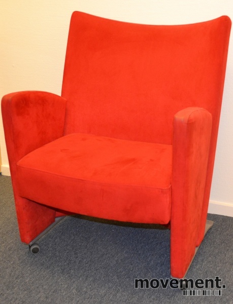 Solgt!EFG Loungestol i rød mikrofiber, - 1 / 3