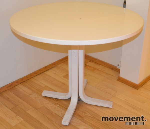 Solgt!Rundt bord i hvitmalt tre, Ø=90cm