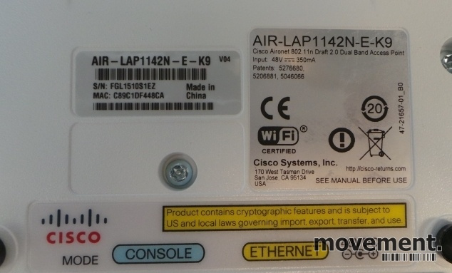 Solgt!Cisco Aironet AIR-LAP1142N-E-K9 POE - 3 / 4