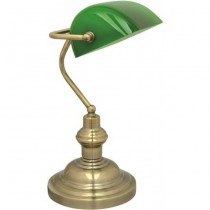 Bankier bordlampe med grønn glasskjerm, ny/ubrukt