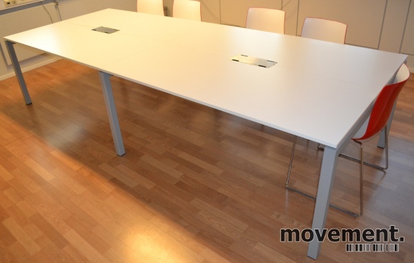 Solgt!Stort møtebord i hvitt, 320x126cm, - 1 / 8