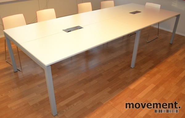 Solgt!Stort møtebord i hvitt, 320x126cm, - 2 / 8