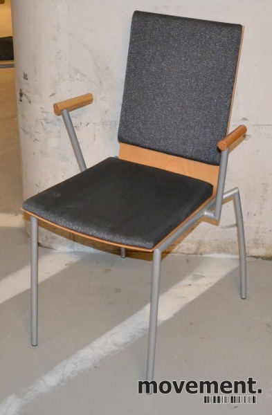 Solgt!Konferansestol i bøk / grått stoff, - 1 / 4