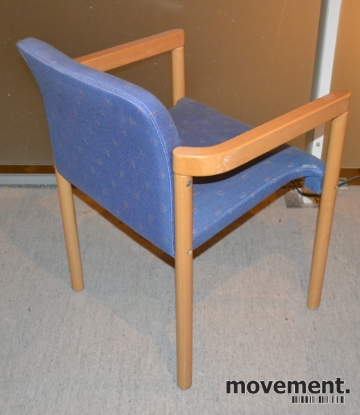 Solgt!Konferansestol i bøk / blått stoff - 3 / 4