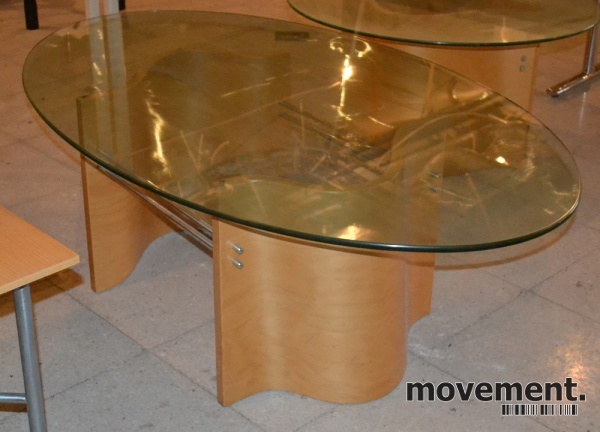 Solgt!Sofabord / Glassbord med oval plate - 1 / 2