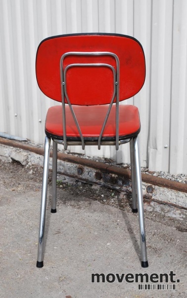 Solgt!Retro kjøkkenstol i rødt med - 4 / 4