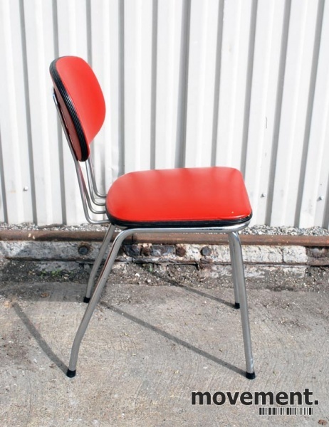 Solgt!Retro kjøkkenstol i rødt med - 3 / 4