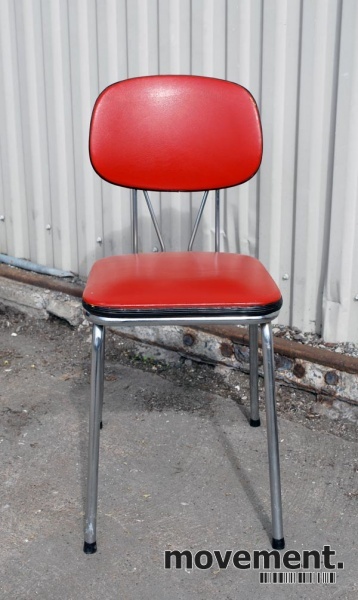 Solgt!Retro kjøkkenstol i rødt med - 2 / 4