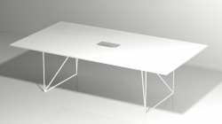 Møtebord AIR i hvitt 220x130cm med kabelluke, 6-8 personer, NY / UBRUKT