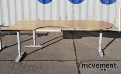 Edsbyn buet skrivebord i bjerk, hjørneløsning, 240x115 cm, pent brukt