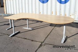 Edsbyn buet skrivebord i bjerk, hjørneløsning, 240x115 cm, pent brukt