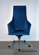 Mayflower blå konferansestol på hjul, design Pettersson / Bernstrand, pent brukt