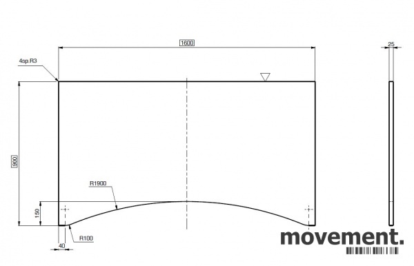 Solgt!Hvit bordplate for skrivebord med - 2 / 2