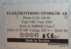 Varmeplate VH1 i rustfritt stål fra Elektrotermo Storkök, Sverige, pent brukt