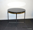 Solgt!Lite glassbord i sort / krom, Ø=55, - 2 / 3