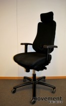 RBM Rabami 830 L ergonomisk kontorstol i sort med nakkepute, pent brukt