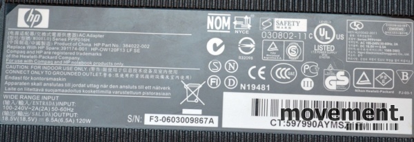 Solgt!Original, kraftig 120W lader til HP - 2 / 4