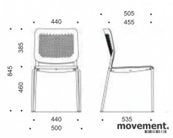 Konferansestol i sort stoff / sort plast / krom fra Narbutas, modell Wait, NY / UBRUKT