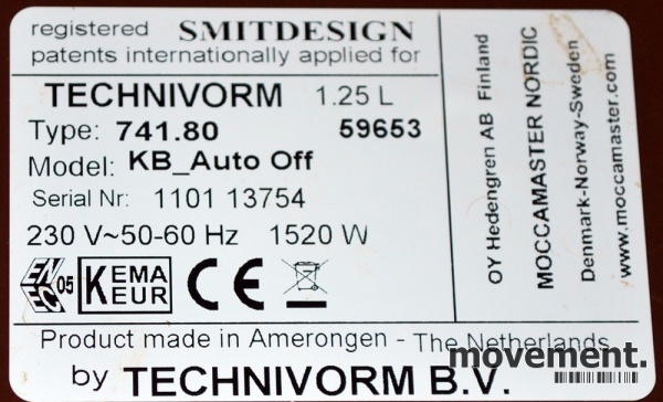 Solgt!Technivorm Moccamaster Clubline - 2 / 2