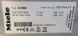 Miele Professional G8066 oppvaskmaskin for storkjøkken, 3fas 230/400V, pent brukt