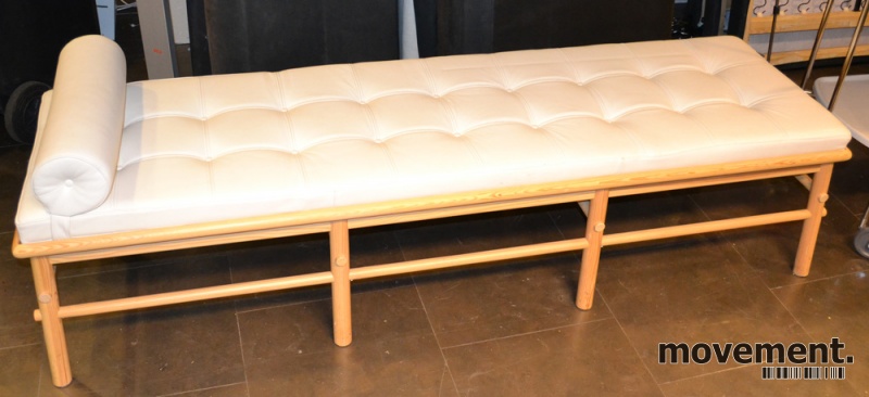 Solgt!Daybed i hvitt skinn / furu, PS - 2 / 5