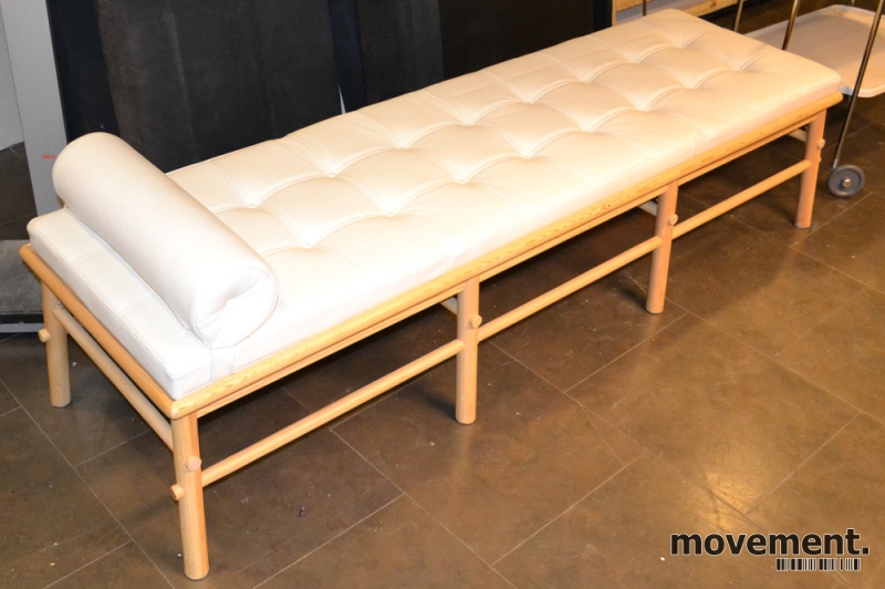 Solgt!Daybed i hvitt skinn / furu, PS - 3 / 5