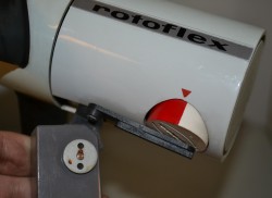 Rotoflex retro 70talls tysk bordvifte med gummiblader, pent brukt