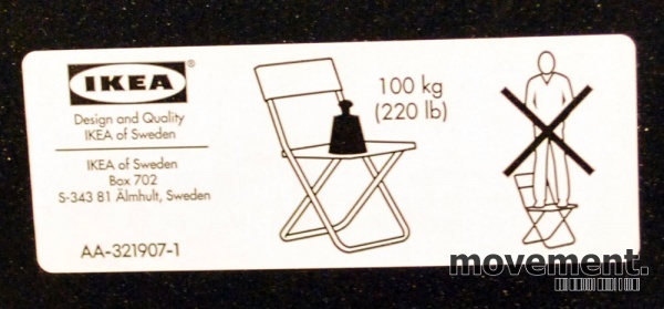 IKEA Jeff klappstol i sort sinkbelagtstål, pent brukt Ikea klappstol Jeff i hvit plast grålakkert metall, pent brukt