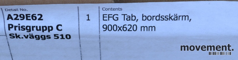 Solgt!Bordskillevegg TAG fra EFG, i - 2 / 2