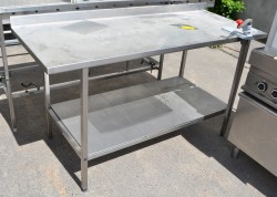 Arbeidsbenk / stålbenk i rustfritt stål, 160x65cm, brukt