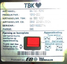 TBK Unitel Memo Retro telefonapparat i rød plast, pent brukt