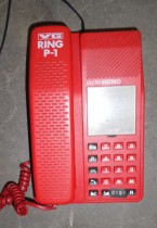 TBK Unitel Memo Retro telefonapparat i rød plast, pent brukt