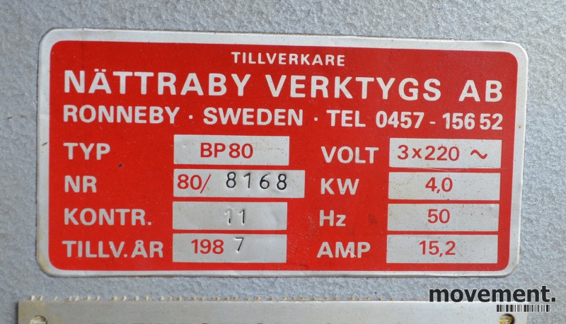 Solgt!Pappresse, Nättraby verktygs AB, - 2 / 4