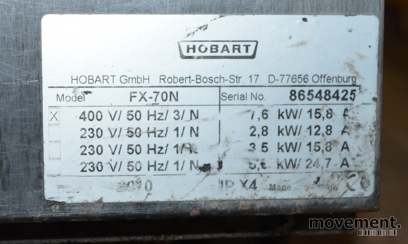 Solgt!Hobart FX-70N oppvaskmaskin for - 2 / 3