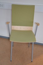 Klaessons konferansestol i grått/bjerklys grønt sete/ryggpute med armlene, modell ANNO, pent brukt