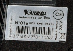 Aktiv subwoofer fra Waterfall, modell EVO HF3 i hvitt, brukt rep.objekt