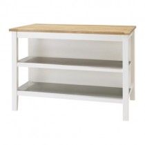 IKEA Stenstorp kjøkkenøy / buffet i hvitt med eik benkeplate, bredde 125cm, pent brukt