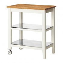 IKEA Stenstorp liten kjøkkenøy / trancherbord i hvitt med eik benkeplate, bredde 79cm, pent brukt